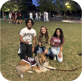 Reveille with students on campus